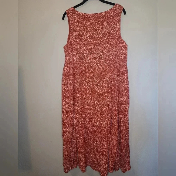 GAP burnt orange and white cotton V-neck tiered sleeveless Midi Dress, size L - Picture 5 of 7